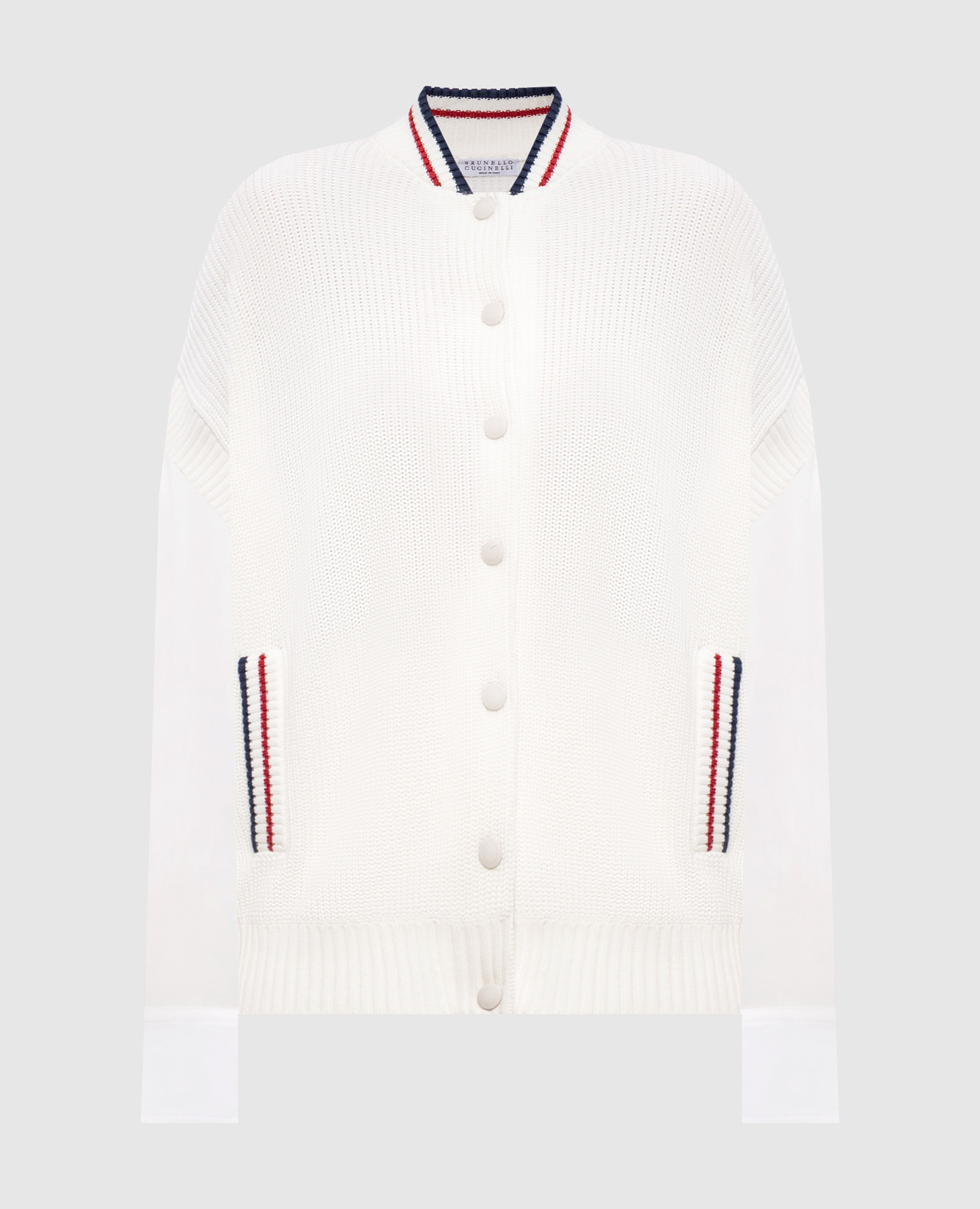 Белый кардиган с эффектом наложения слоев