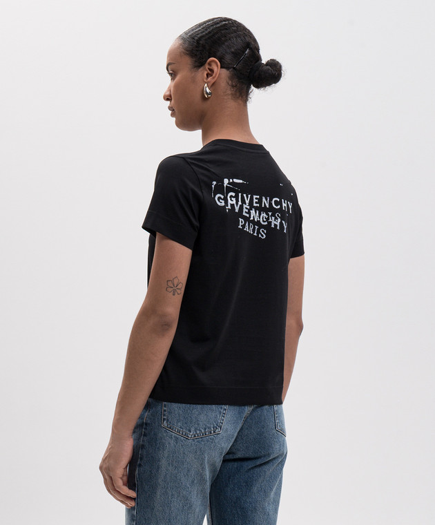 Givenchy Черная футболка с принтом Stamp BW70FJP7A7 изображение 4