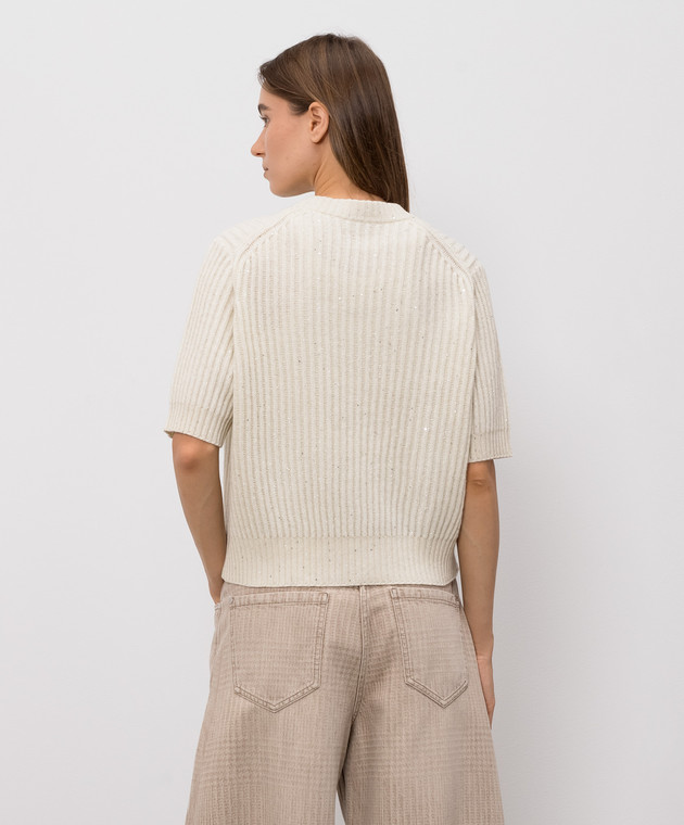 Brunello Cucinelli Топ цвета айвори из кашемира и шерсти MBM753520P изображение 4