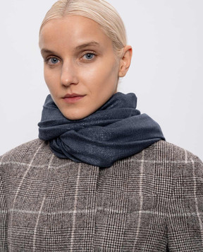 Brunello Cucinelli Синий палантин с кашемиром и шелком с люрексом MSCDAR097