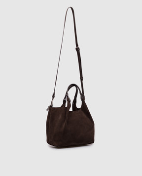 Gianni Chiarini Коричнева замшева сумка-тоут Dua з патчем логотипа BS9799CMPL