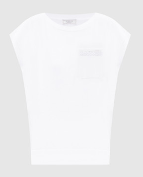 Peserico Белый топ с цепочкой мониль A99058F129173I