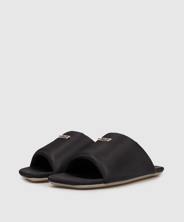 Maison Margiela MM6 Черные шлепанцы с фактурной эмблемой S66WP0125P7705 изображение 2