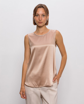 Peserico Топ бежевий із шовку A08893D02372