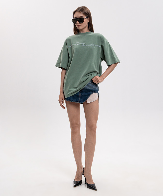 Alexander Wang Зелена футболка з принтом логотипа UCC3261926w зображення 2
