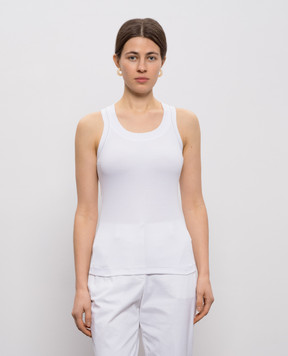 Peserico Білий топ в рубчик з ланцюжком моніль A08623J005669