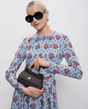 Dolce&Gabbana Чорна шкіряна сумка Sicily з пластиною логотипа BB7116B1001