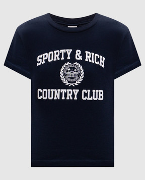 Sporty & Rich Синя футболка з принтом логотипа TO11176218BL106