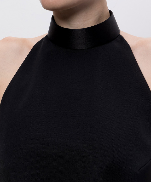 Alexander McQueen Черный топ из шерсти с открытой спиной 865421QJAAC изображение 5