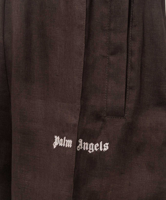 Palm Angels Коричневі шорти з льону PMCB05CS26FAB001 зображення 5