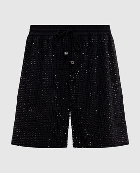 Venuja Черные пляжные шорты MALIBU с кристаллами BX005A