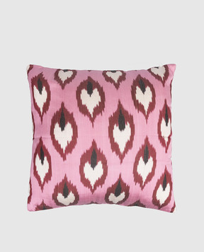 Les Ottomans Розовая декоративная подушка из шелка с принтом SI2450X50DS