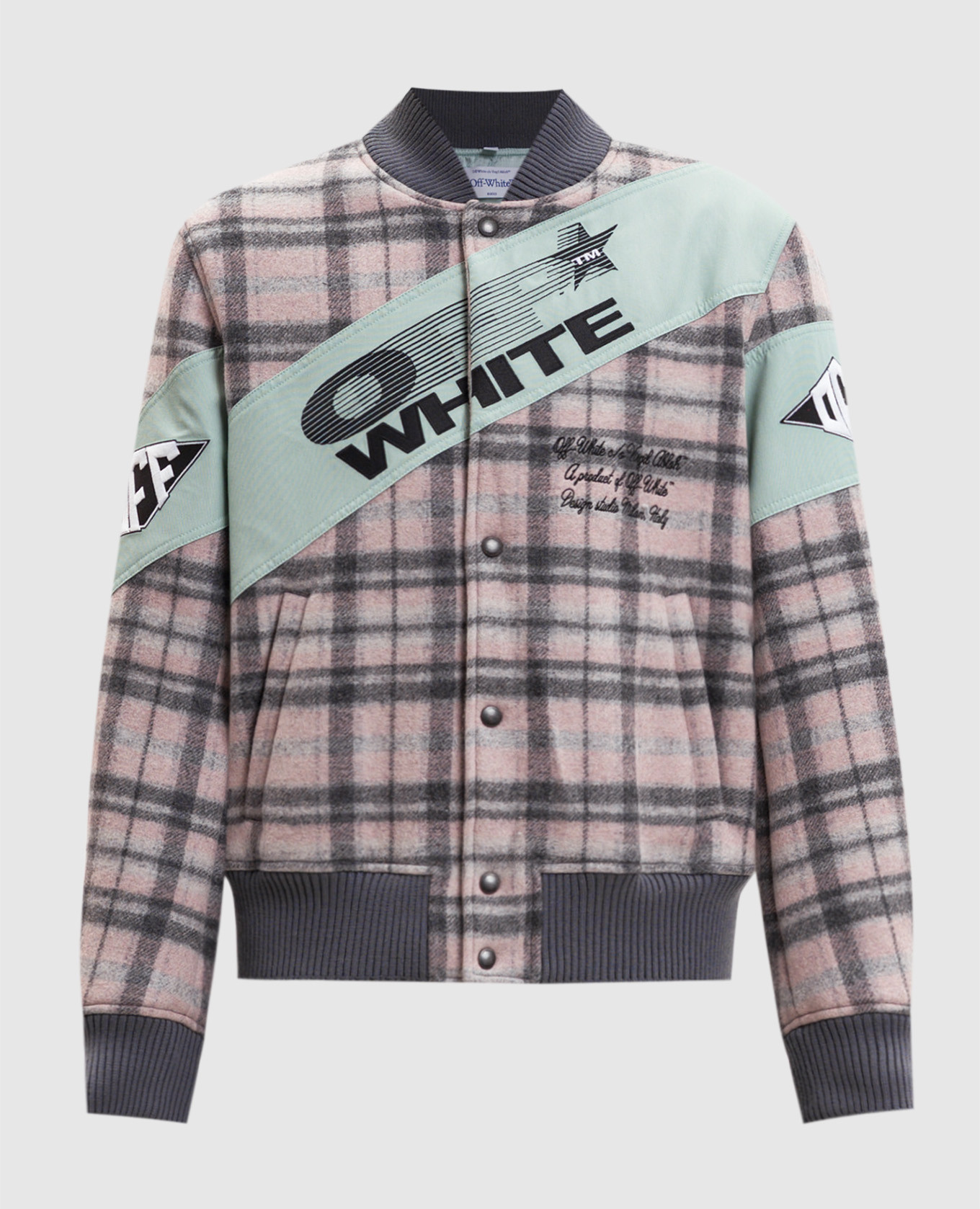 

Утепленный бомбер с шерстью в клеточку, Розовый, Бомберы