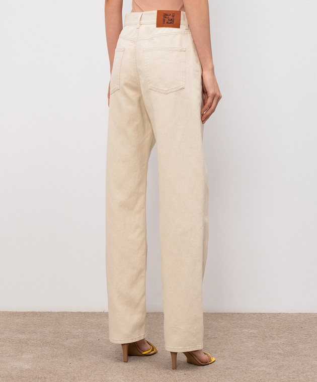 Fendi Бежеві джинси з льоном з патчем логотипа FLP882AOHV зображення 4