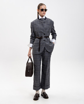 Brunello Cucinelli Сірі штани з вовни в клітинку MP522P9017