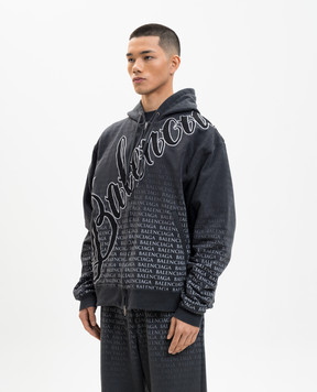 Balenciaga Серая спортивная куртка Big B в принт логотипа 850338TTVN8