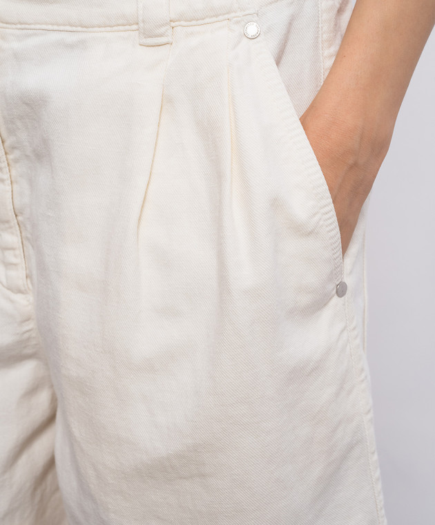 Brunello Cucinelli Джинсові шорти кольору айворі з льоном ML996P5761 зображення 5