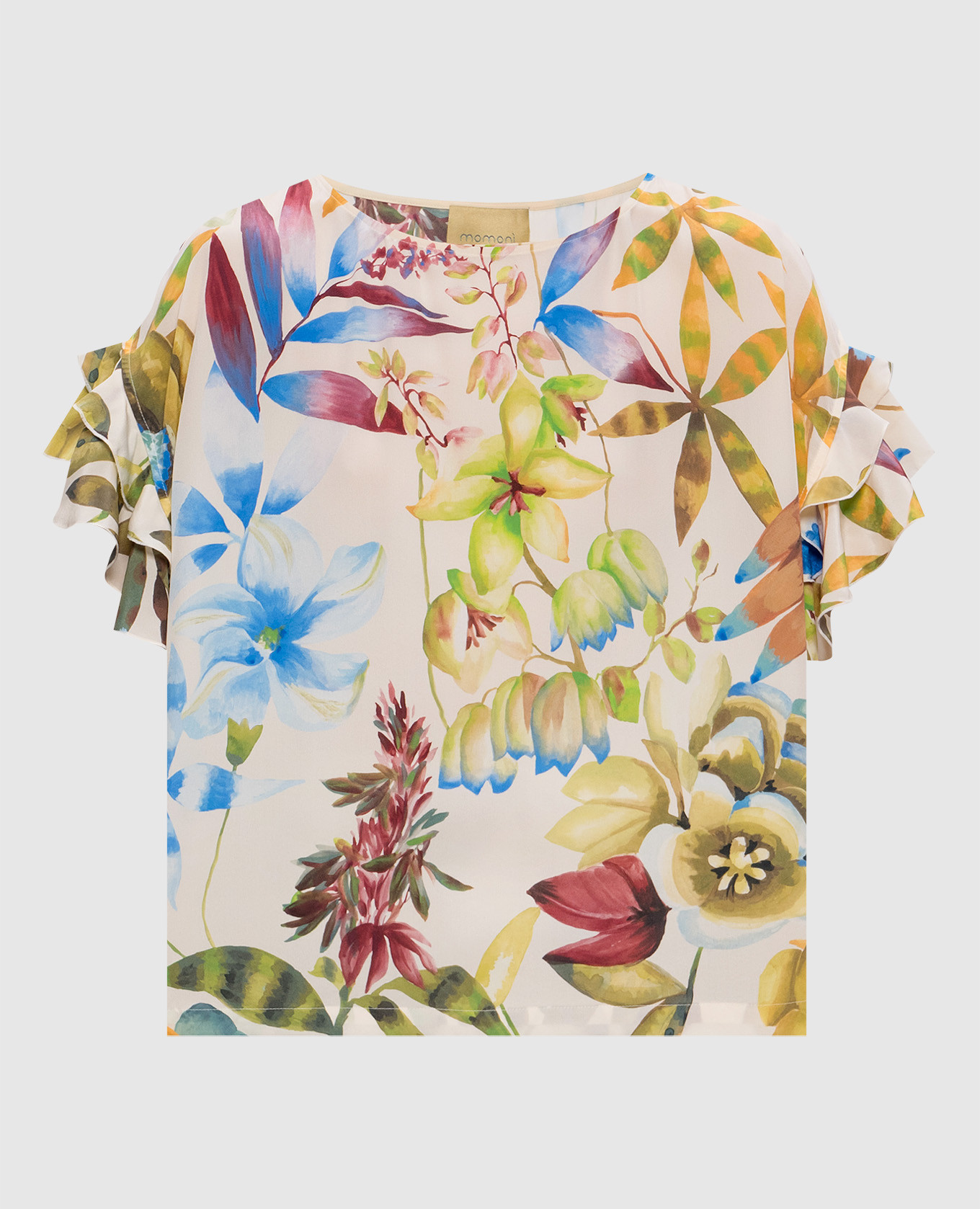 Блуза Cruze кольору айворі із шовку в принт