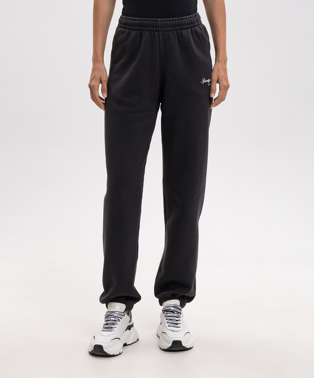 Sporty & Rich Черные джоггеры NY с принтом логотипа PA07071329BA02 изображение 3
