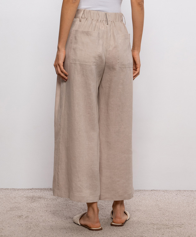 Brunello Cucinelli Бежевые брюки из льна MP698EL189 изображение 4