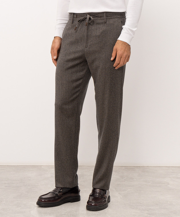 Canali Коричневые брюки из шерсти AR03472V91659 изображение 3