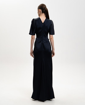 Victoria Beckham Синя сукня максі з драпіруванням 1126WDR007004A