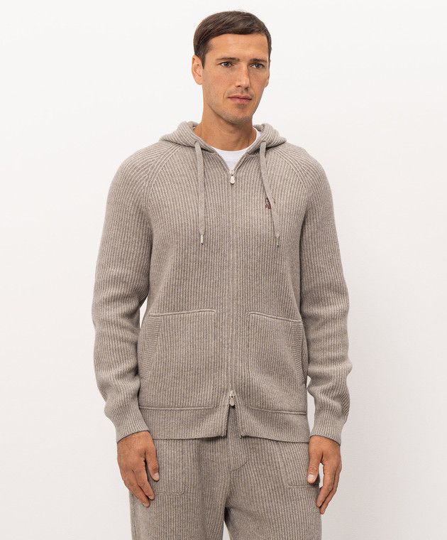 Brunello Cucinelli Бежева спортивна куртка з кашеміру M22704806G зображення 3