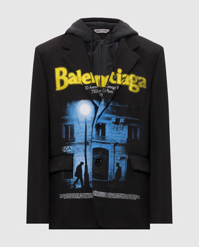 Balenciaga Чорний блейзер з вовни подвійної конструкції A001Y3TTT12