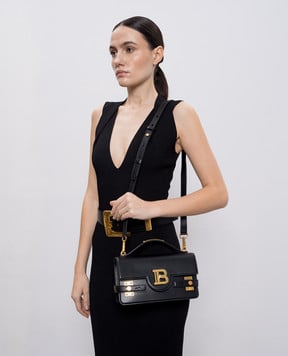 Balmain Черная кожаная сумка B-Buzz 24 с логотипом DN1DA828LAVE