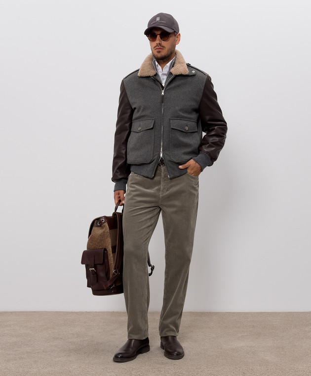 Brunello Cucinelli Вельветовые брюки цвета хаки M280NF1012 изображение 2