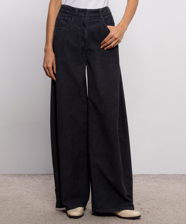 Brunello Cucinelli Серые вельветовые брюки с льном MB185P4059 изображение 3