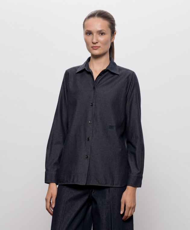Max Mara Синяя джинсовая рубашка MOLO MXMMOLO изображение 3
