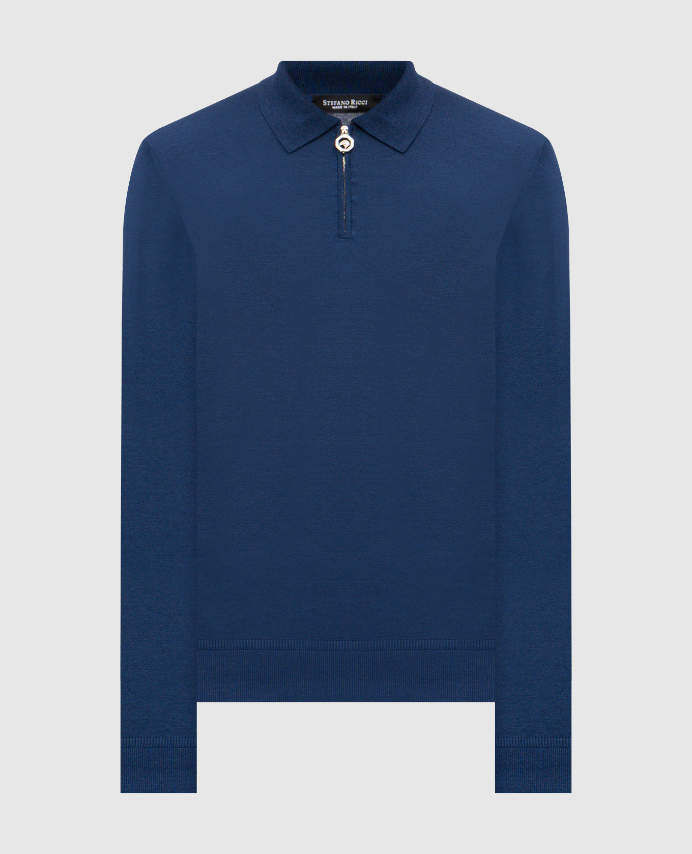 Синее поло из шелка