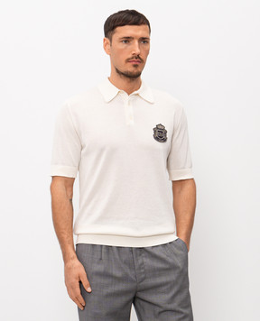 Dolce&Gabbana Поло цвета айвори с геральдической нашивкой GXZ02ZJBCIU