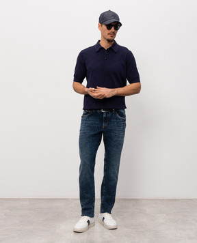 Dolce&Gabbana Голубое поло из шелка в тканый узор логотипа DG GXZ02TJBSO9