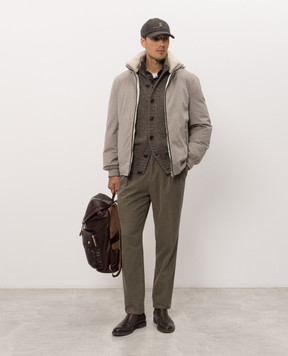 Brunello Cucinelli Коричневий кардиган з кашеміру та шовку MET302106