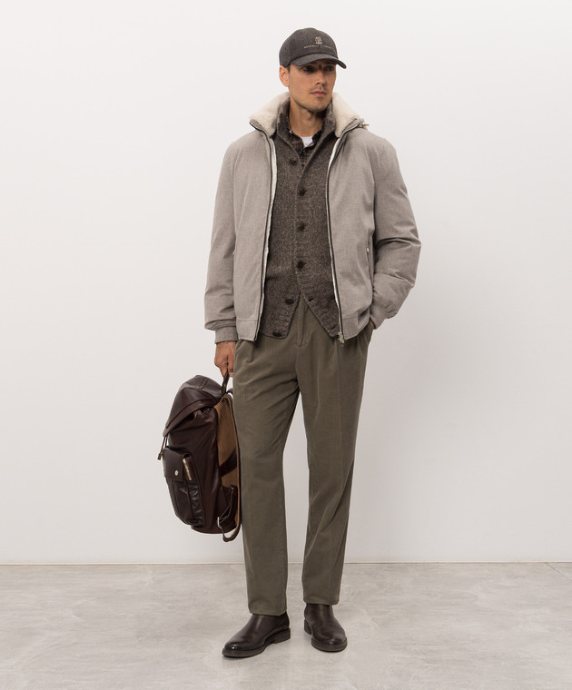 Brunello Cucinelli Коричневый кардиган из кашемира и шелка MET302106 изображение 2