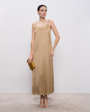 Peserico Коричнева сукня міді з ланцюжком моніль A0205906638