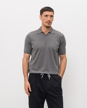 Brunello Cucinelli Серая футболка с воротником-поло M29800145