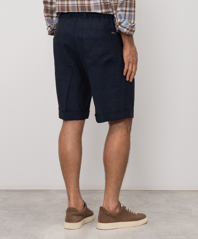 Herno Сині шорти з льону з відворотами PT000191U17158 зображення 4