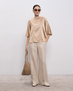 Peserico Бежеві штани з льону з брендовим патчем A0433502606