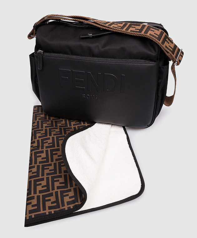 Fendi Черная сумка-органайзер для коляски с фактурным логотипом 7VB014AI9U изображение 3