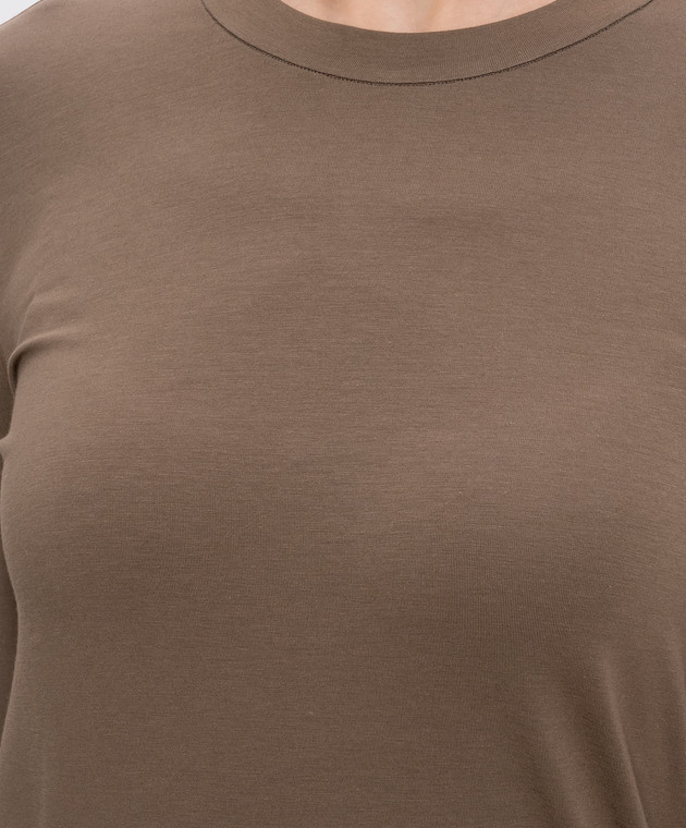 Brunello Cucinelli Коричневый лонгслив с цепочкой мониль MPT18B0107 изображение 5