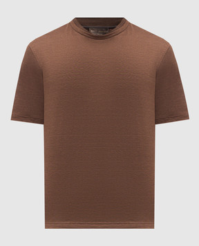 Brett Johnson Коричневая футболка из льна и шелка SS26J13JD609MOC