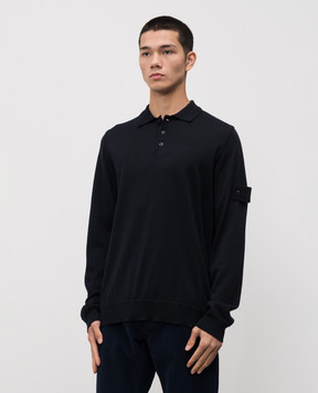 Stone Island Синє поло з вовни з логотипом K2S155100076S00FC