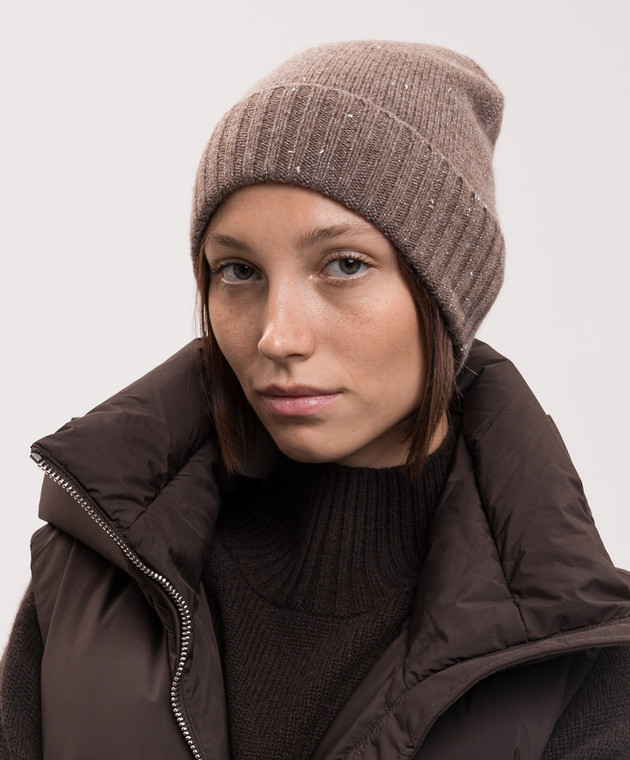 Allude Коричнева шапка з кашеміру з люрекос 26511273 зображення 2