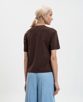 Twinset Коричнева футболка з принтом логотипа 261AP2163