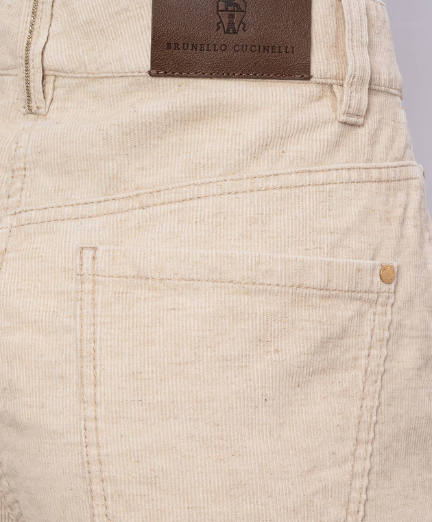 Brunello Cucinelli Бежеві вельветові штани з льоном MP185P4059 зображення 5