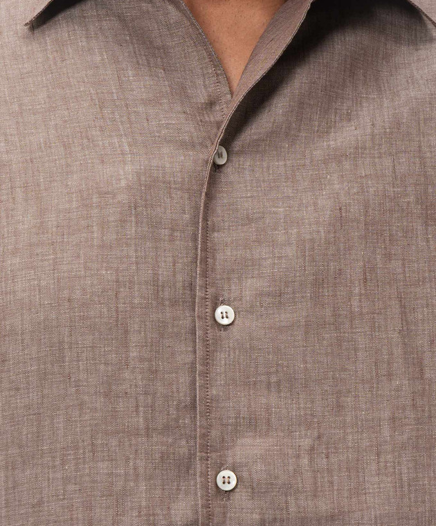 Castangia dal 1850 Коричнева сорочка з льону PDAMOD11S26 зображення 5