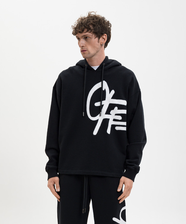 Off-White Черные худи с контрастным принтом логотипа 44MBB12MS26F007 изображение 3
